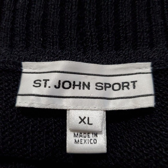 St. John Sport Women's Wool Knit Zip Up Cardigan Navy Blue Size L Collared $299 - Picture 3 of 9